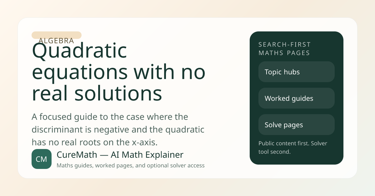 Quadratic equations with no real solutions | CureMath — AI Math Explainer