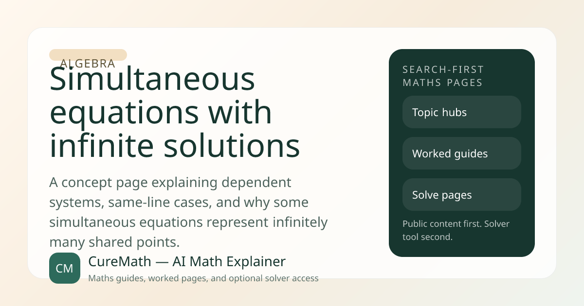 Simultaneous equations with infinite solutions | CureMath — AI Math ...